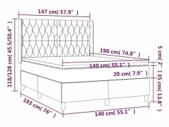 Cama box spring colchón y luces LED tela negro 140x190 cm^Clicnbuy Online