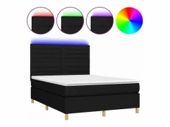 Clicnbuy Cama box spring colchón y luces LED tela negro 140x190 cm Clearance