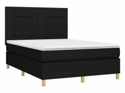 Clicnbuy Somier - 140X190Cm|Cama box spring colchón y luces LED tela negro 140x190 cm