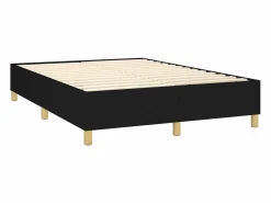Clicnbuy Somier - 140X190Cm|Cama box spring colchón y luces LED tela negro 140x190 cm