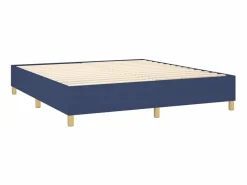 Cama box spring colchón y luces LED tela azul 180x200 cm^Clicnbuy Discount