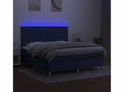 Cama box spring colchón y luces LED tela azul 180x200 cm^Clicnbuy Discount