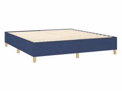 Cama box spring colchón y luces LED tela azul 180x200 cm^Clicnbuy Discount
