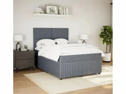 Clicnbuy Cama box spring con colchón terciopelo oscuro 140x190 cm Gris Online