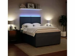 Clicnbuy Cama box spring con colchón terciopelo oscuro 140x190 cm Gris Online