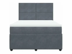 Clicnbuy Cama box spring con colchón terciopelo oscuro 140x190 cm Gris Online