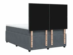 Clicnbuy Cama box spring con colchón terciopelo oscuro 140x190 cm Gris Online