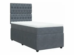 Clicnbuy Cama box spring con colchón terciopelo oscuro 90x190 cm Gris