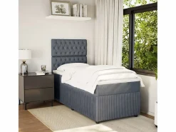 Clicnbuy Cama box spring con colchón terciopelo oscuro 90x190 cm Gris