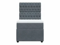 Clicnbuy Cama box spring con colchón terciopelo oscuro 90x190 cm Gris