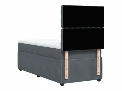 Clicnbuy Cama box spring con colchón terciopelo oscuro 90x190 cm Gris