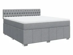 Clicnbuy Base De Cama De Láminas|Somier - 180X200Cm|Cama box spring con colchón tela claro 180x200 cm