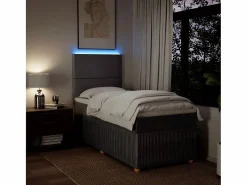 Clicnbuy Cama box spring con colchón tela gris taupe 90x190 cm Topo Clearance