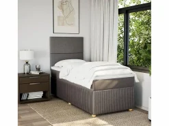 Clicnbuy Cama box spring con colchón tela gris taupe 90x190 cm Topo Clearance