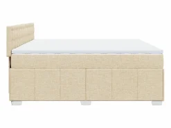 Clicnbuy Cama box spring con colchón tela color 200x200 cm Crema Sale