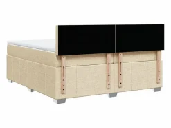 Clicnbuy Cama box spring con colchón tela color 200x200 cm Crema Sale