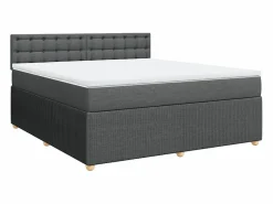 Cama box spring con colchón tela oscuro 180x200 cm^Clicnbuy Sale