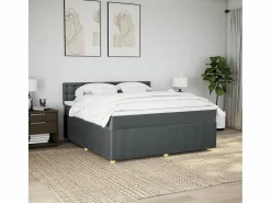 Cama box spring con colchón tela oscuro 180x200 cm^Clicnbuy Sale