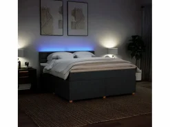 Cama box spring con colchón tela oscuro 180x200 cm^Clicnbuy Sale