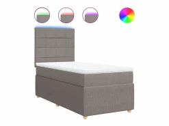 Clicnbuy Somier - 90X190Cm|Cama box spring con colchón tela gris taupe 90x190 cm