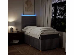 Clicnbuy Somier - 90X190Cm|Cama box spring con colchón tela gris taupe 90x190 cm