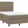 Clicnbuy Somier Tapizado|Cama box spring con colchón tela gris taupe 120x190 cm