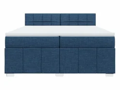 Clicnbuy Cama box spring con colchón tela 200x200 cm Azul Best