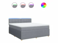 Clicnbuy Cama box spring con colchón tela claro 180x200 cm Gris