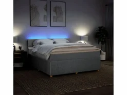 Clicnbuy Cama box spring con colchón tela claro 180x200 cm Gris