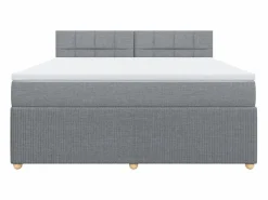 Clicnbuy Cama box spring con colchón tela claro 180x200 cm Gris