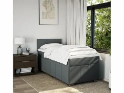 Cama box spring con colchón tela oscuro 90x190 cm^Clicnbuy Discount