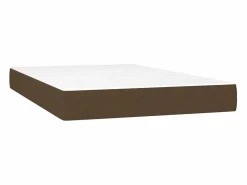 Cama box spring con colchón y LED tela marrón oscuro 120x200 cm^Clicnbuy New