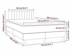 Cama box spring con colchón y LED tela marrón oscuro 120x200 cm^Clicnbuy New