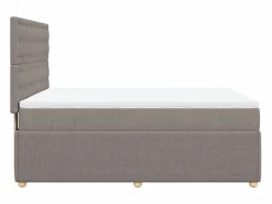 Cama box spring con colchón tela gris taupe 140x200 cm^Clicnbuy Best