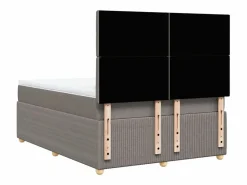 Cama box spring con colchón tela gris taupe 140x200 cm^Clicnbuy Best