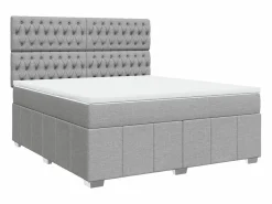 Clicnbuy Cama box spring con colchón tela claro 180x200 cm Gris Hot