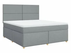Cama box spring con colchón tela claro 180x200 cm^Clicnbuy New