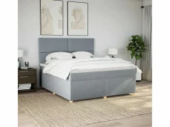 Cama box spring con colchón tela claro 180x200 cm^Clicnbuy New