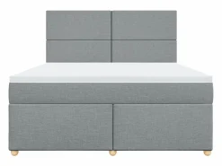 Cama box spring con colchón tela claro 180x200 cm^Clicnbuy New