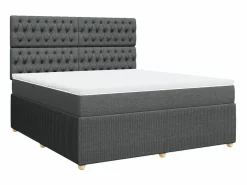 Cama box spring con colchón tela oscuro 180x200 cm^Clicnbuy