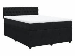 Clicnbuy Cama box spring con colchón terciopelo 140x190 cm Negro Sale