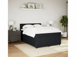 Clicnbuy Cama box spring con colchón terciopelo 140x190 cm Negro Sale