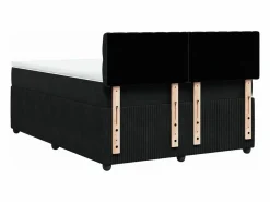 Clicnbuy Cama box spring con colchón terciopelo 140x190 cm Negro Sale