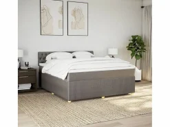 Clicnbuy Somier - 180X200Cm|Cama box spring con colchón tela gris taupe 180x200 cm
