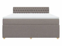 Clicnbuy Somier - 180X200Cm|Cama box spring con colchón tela gris taupe 180x200 cm