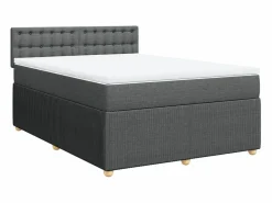 Cama box spring con colchón tela oscuro 140x190 cm^Clicnbuy Discount