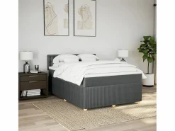 Cama box spring con colchón tela oscuro 140x190 cm^Clicnbuy Discount