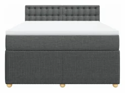 Cama box spring con colchón tela oscuro 140x190 cm^Clicnbuy Discount