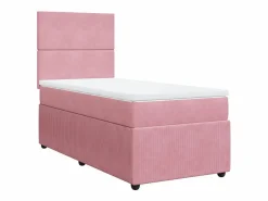 Clicnbuy Cama box spring con colchón terciopelo 80x200 cm Rosa Hot