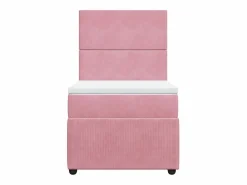 Clicnbuy Cama box spring con colchón terciopelo 80x200 cm Rosa Hot